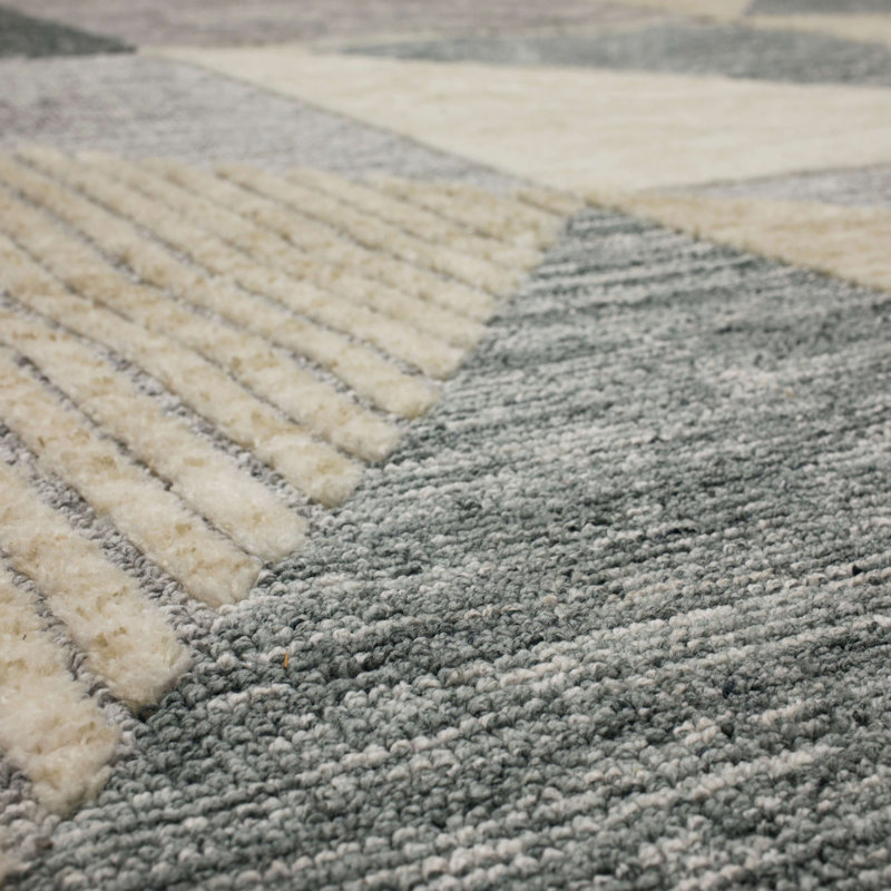 Tan Geometric Flat Woven Synthetic Rectangular Area Rug