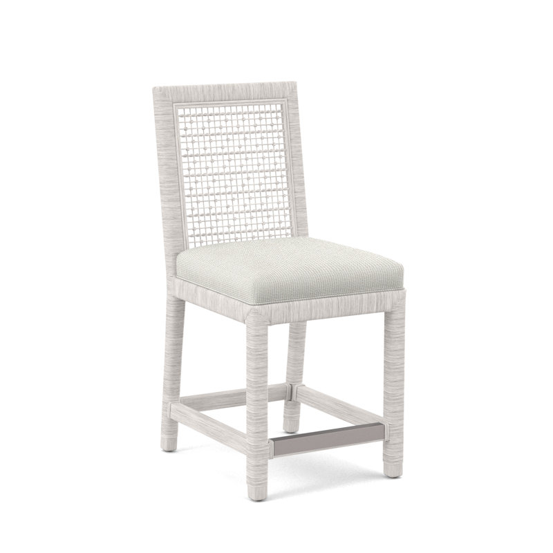 Tabouret de comptoir 24 po Scotia Glinda, Blanc antique givré, Vanille Crypton Performance; 0822-91