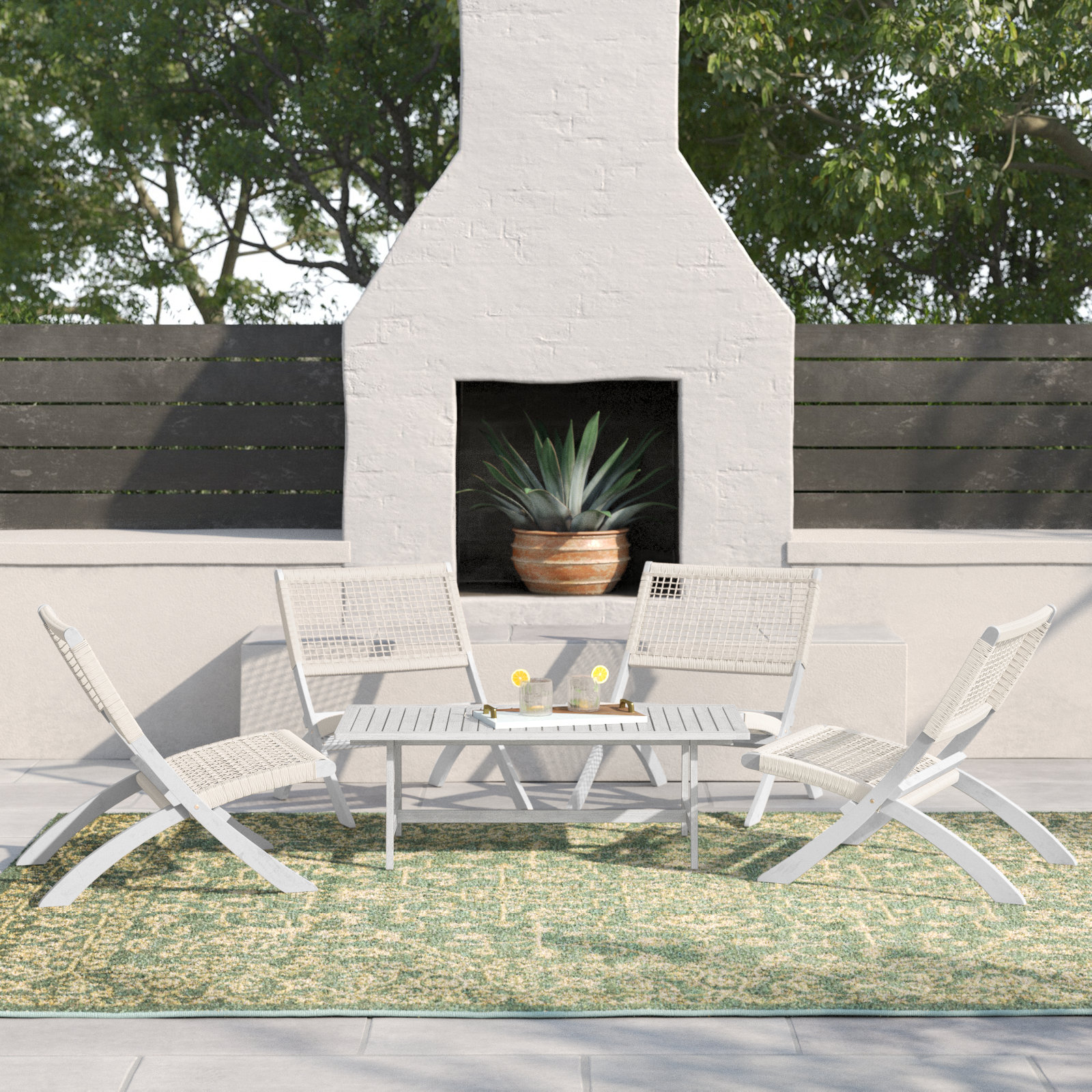Kismet 4-Person Acacia Patio Seating Group, Gray