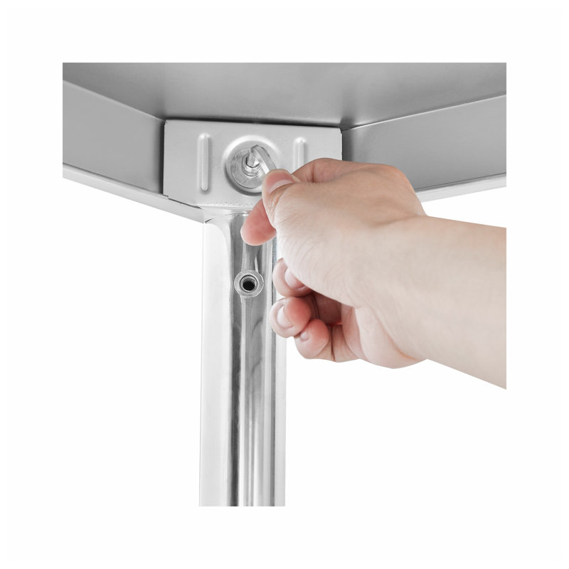 Table de préparation de cuisine VEVOR en acier inoxydable avec tablette inférieure réglable, 98,5 cm (L) x 83,2 cm (P) x 14 cm (H).