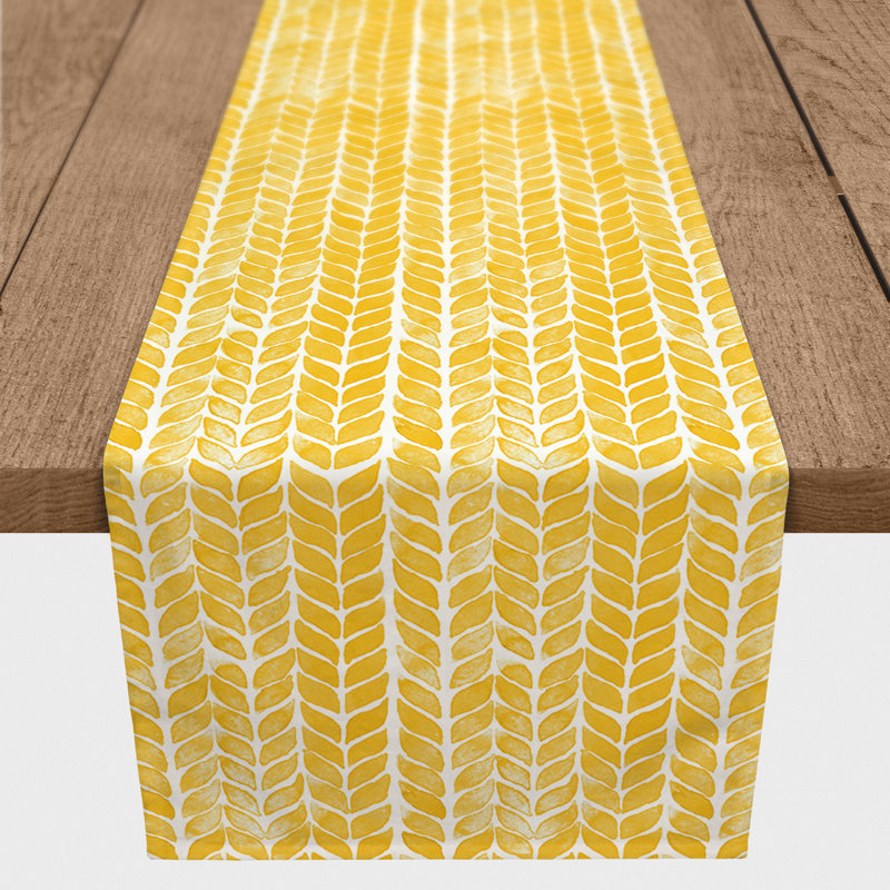 Chemin de table Maribeth, 90 po x 16 po, Jaune, Géométrique 1