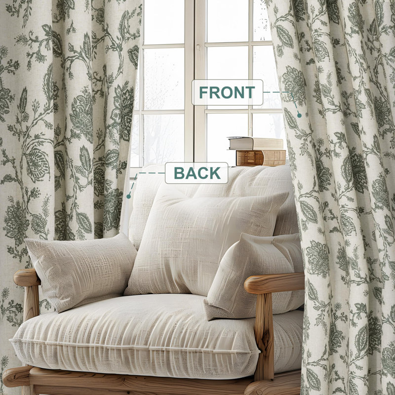 Zawacki Linen Blend Blackout Sliding Panel Pair, Loden Green/Beige, 52" W x 96" L