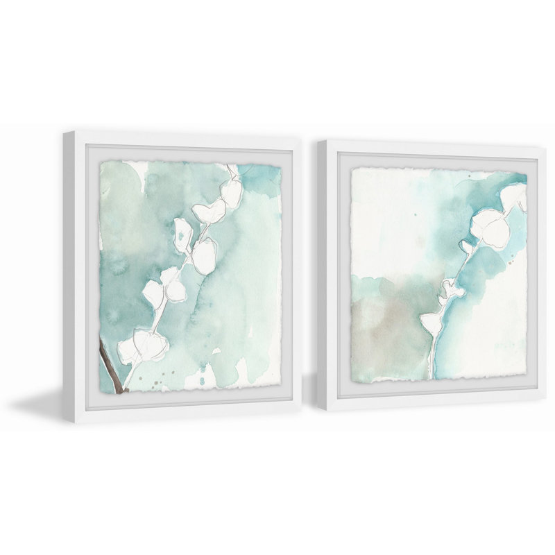 « pastel fleuris », ensemble de 2 reproductions de peintures à l’aquarelle encadrées sur papier, H 12 po x l 12 po x P 1,5 po