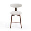Tabouret de bar pivotant rembourré en mélange de coton avec dossier incurvé-1197744945
