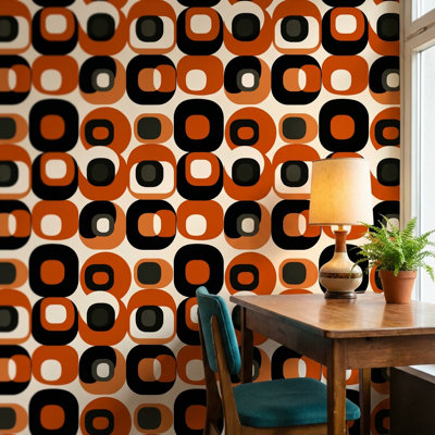 Papier peint moderne abstrait Mid-Century