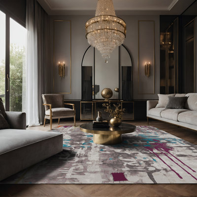 Tapis gris soyeux et moelleux