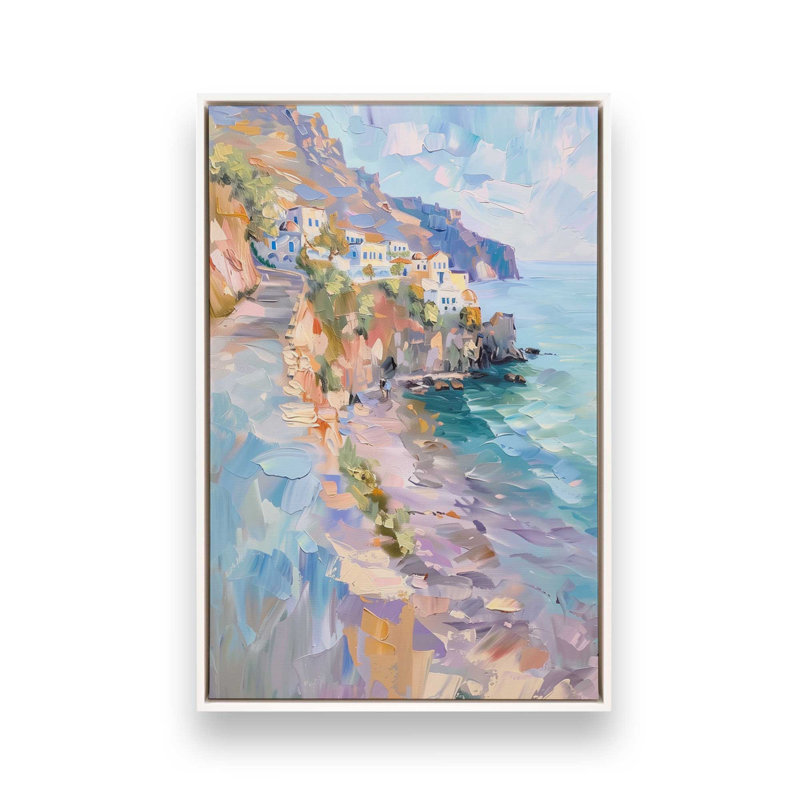Côte pastel Amalfi I, H 19 po x l 13 po, Cadre flottant, Blanc opaque