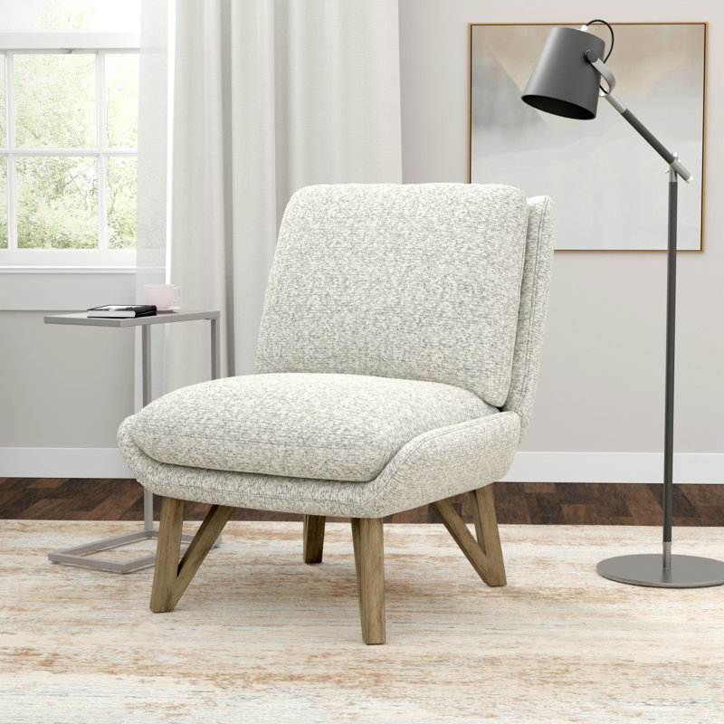 Fauteuil d'appoint sans accoudoirs Wallace & Bay Emerse, Tissu blanc