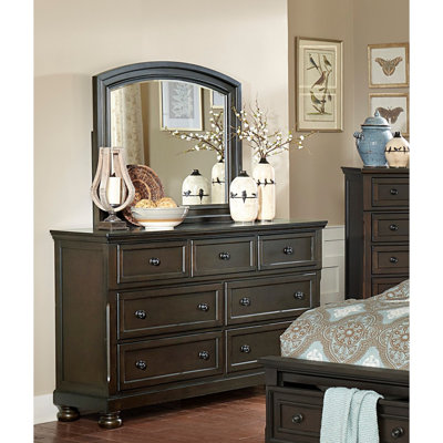 Meuble de chambre à coucher traditionnel 1 pièce avec 7 tiroirs et meubles en bois grisâtre