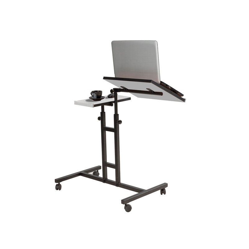 Eutropios Adjustable Metal Base Standing Desk, White, Black