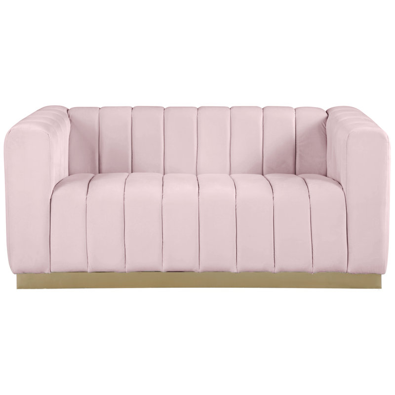 Tyneside 62.5'' Velvet Loveseat, Pink Velvet