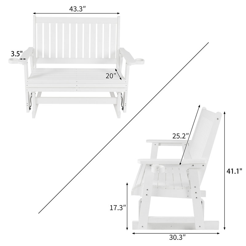 Fauteuil oscillant d'extérieur en bois Ruvimbo, Blanc