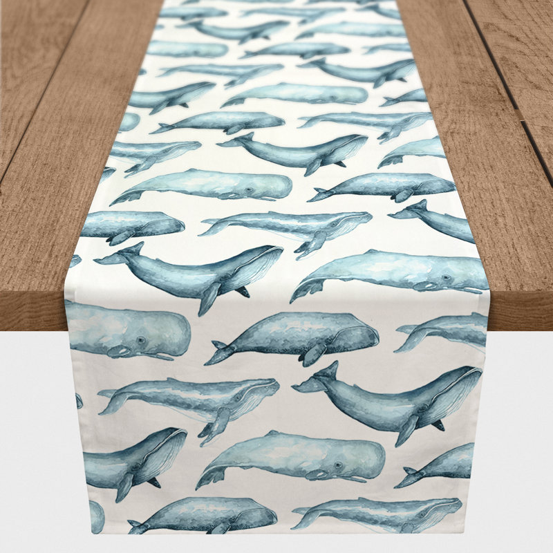 Buncie Rectangle Polyester Table Runner, 72" x 16", Blue
