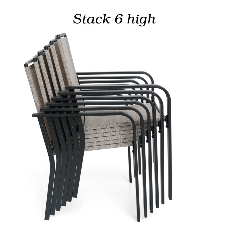 Chaise de salle à manger d'extérieur empilable (ensemble de 4), Brun