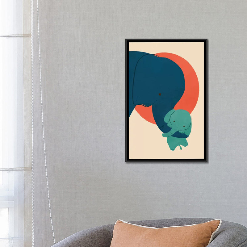 «Baby Elephant», impression sur toile, H 26 po x l 18 po x P 1,5 po, Toile encadrée noire, Pas de tapis