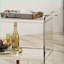 Chariot-bar, acrylique moderne avec tablettes en verre trempé | Transparent | Argent brossé