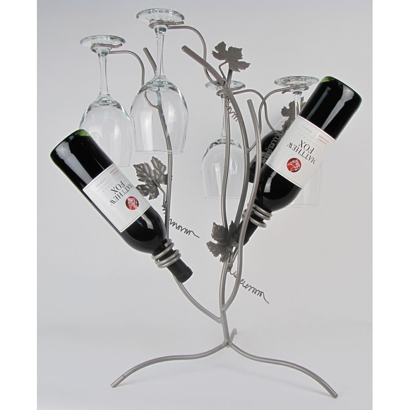 Support à vin de table et support en verre pour 3 bouteilles french vineyard