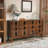 Cabinets, 60.5” Mid Century Modern Sideboard with 4 Doors &amp; Adjustable Shelves, Walnut Brown | Solid Wood+MDF | Living Room-2137975122
