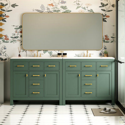Ensemble de meuble-lavabo 72 po avec lavabo en céramique, meuble-lavabo simple autoportant moderne avec 4 tiroirs et 2 armoires, meuble de rangement pour la salle de bain, ensemble de meuble-lavabo avec cadre en bois massif