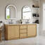 Meuble-lavabo sur pied l 80 po x H 35 po avec structure en bois de chêne, comptoir en quartz, lavabo double, entièrement assemblé-242587329