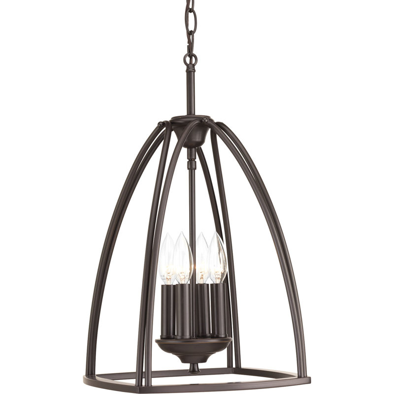 Lustre en forme de lanterne à 4 lumières Adama, H 19,25 po x l 11,88 po, Bronze antique