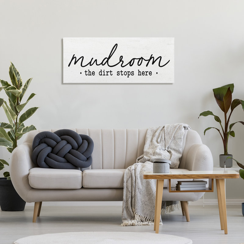 «Mudroom Script Dirt Stops Here», conception par Lettré et doublé, H 17 po x l 40 po