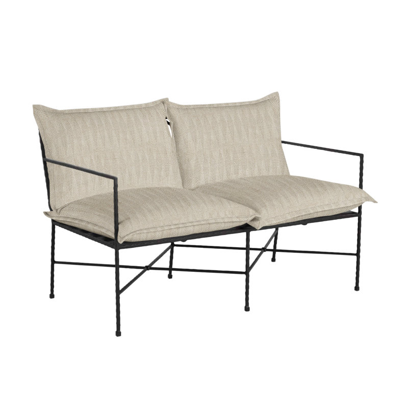 Italia Low Back Loveseat, Herringbone Sand