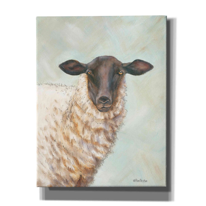 «Farm Sheep» par Pam Britton, art mural sur toile, H 34 po x l 26 po x P 1,5 po