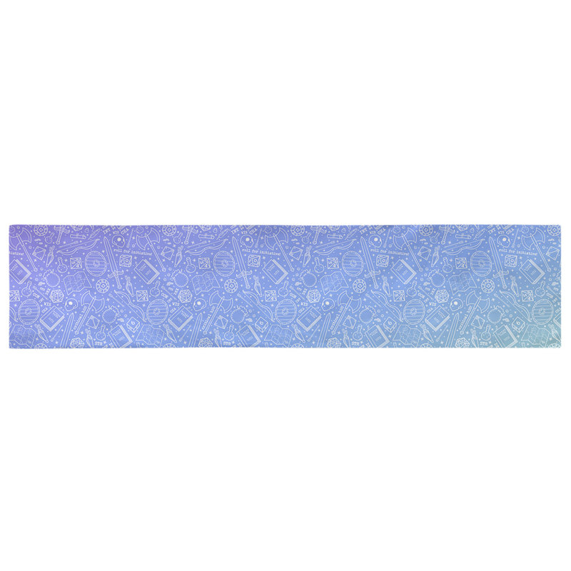 Chemin de table géométrique avicia, 90 po x 16 po, Dégradé paon, 100 % coton
