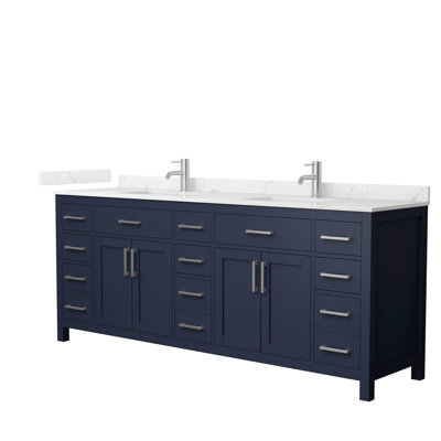 Beckett 84" Freestanding Double Bathroom Vanity with Quartz Top