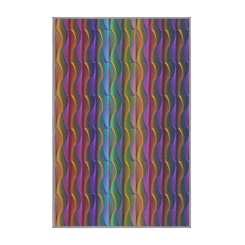 Tapis à motifs vert/jaune/mauve foncé, Rectangle 2 pi x 3 pi