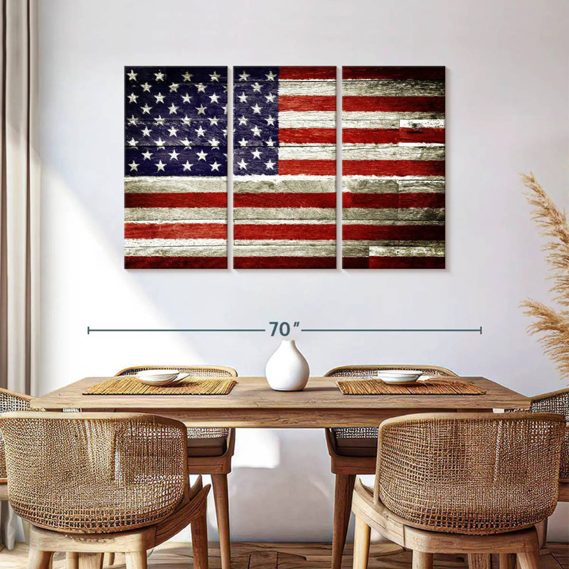 Borges American Flag Rustic, 36" H x 57" W