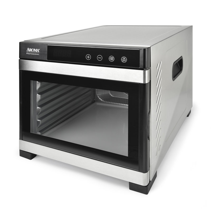 AROMA Professional 6-Tray Digital Food Dehydrator, Features Adjustable Thermostat and Rear-Mounted Fan