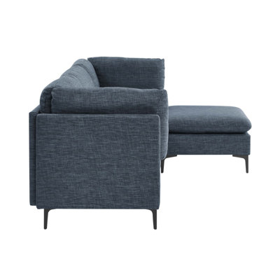 Linen Upholstered Modular Sectional With Metal Legs