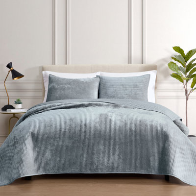 Ruby 3 Pc King Blue Coverlet Set