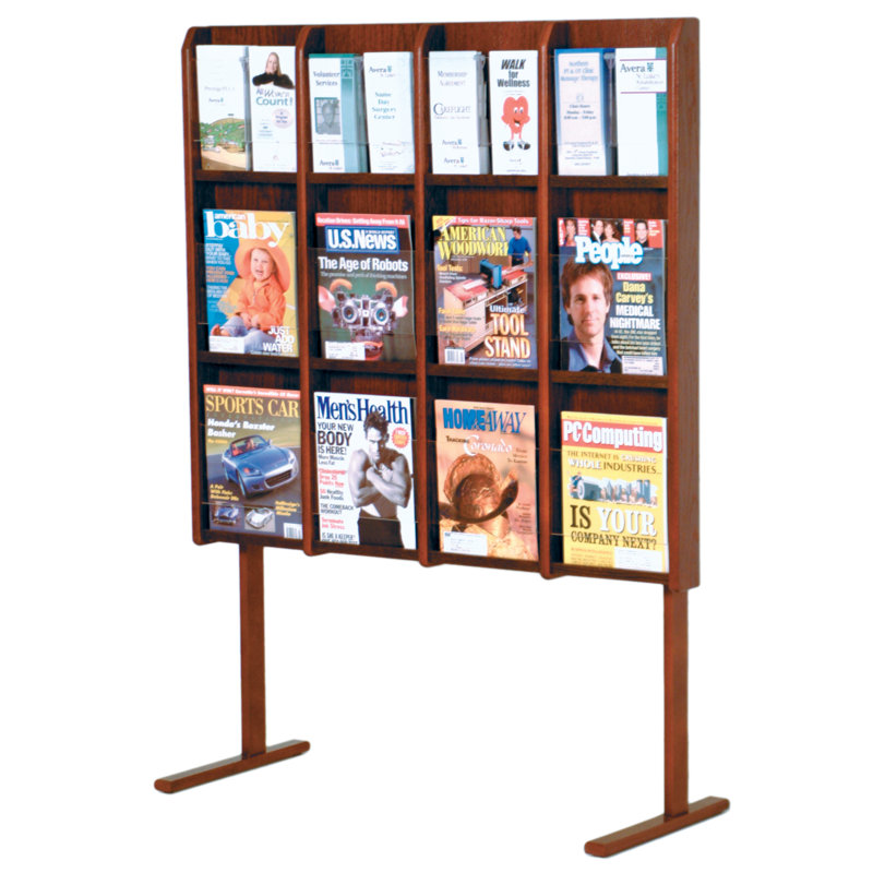 Divulge Wooden Mallet 53'' H Magazine Rack, Mahogany