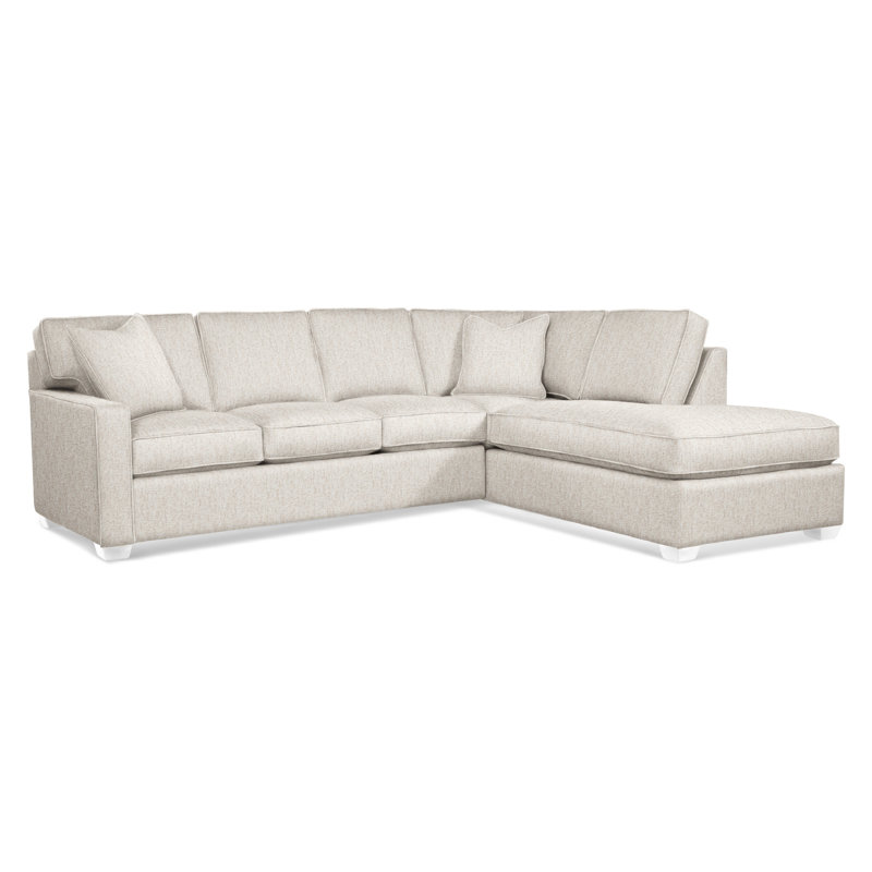 Ellora Upholstered Chaise L-Sectional, Frost White, Right Hand Facing, Snow Crypton Performance; 0884-91