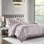Édredon en velours froissé 5 pièces pour très grand lit - Revers en microfibre, aspect plissé, rembourrage, les coussins décoratifs doivent être rembourrés s'ils sont compressés avec un édredon, 2 taies décoratives, coussins, 100% charmeuse