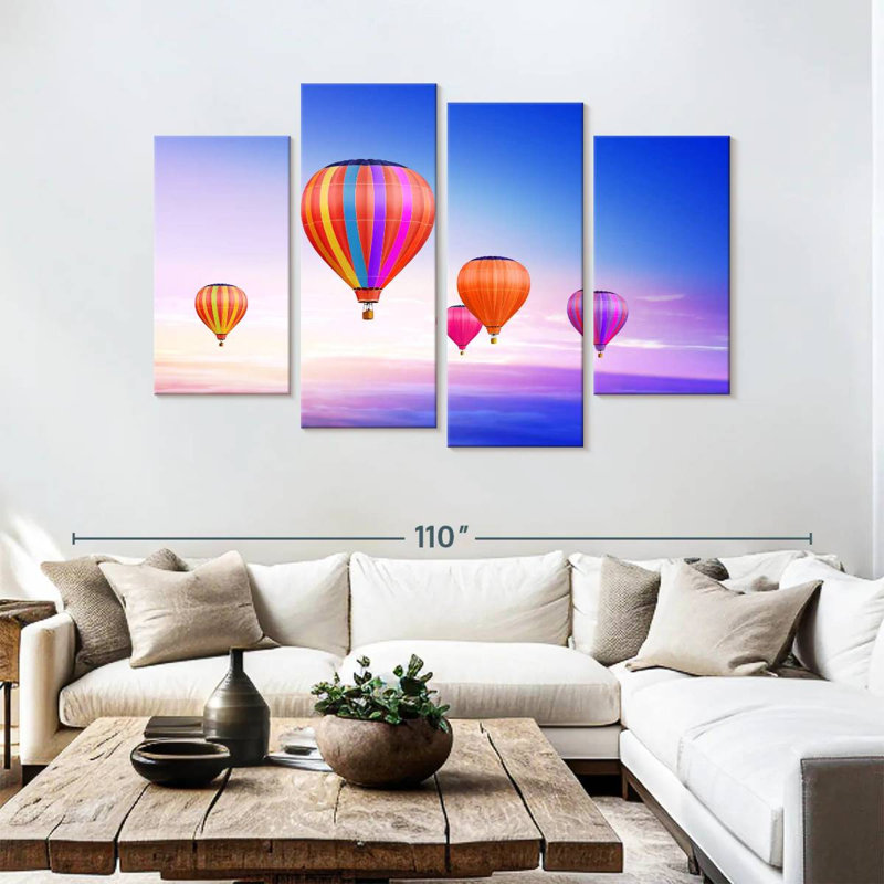 Paysage en montgolfière Mehar, H 54 po x l 84 po