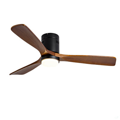 Hot Sales Ceiling Fan With Lights 52 Inch Flush Mount Ceiling Fan With Remote Control, Wood Blades Modern Outdoor Ceiling Fans For Bedroom/Farmhouse/Patio/Indoor, Quiet DC Motor
