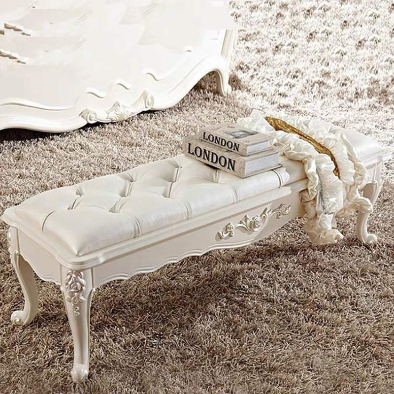 Banc rembourré en similicuir Janci, Blanc