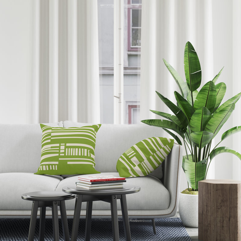Housse et insert de coussin décoratif en polyester, L 15 po x H 15 po, Chartreuse