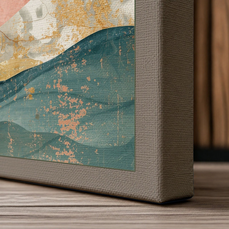 Layered Mountains Boho - Wrapped Canvas, 30x20 - 76.2 x 50.8 cm, Taupe Border