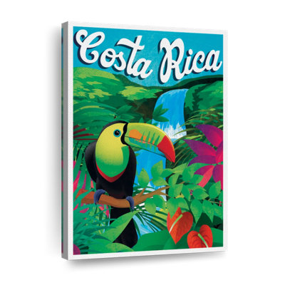 Costa Rica, affiche rétro sur toile tendue