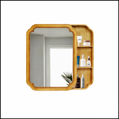 Armoire à miroir murale en bois avec tablettes de rangement, parfaite pour la salle de bain, le salon et le vestibule