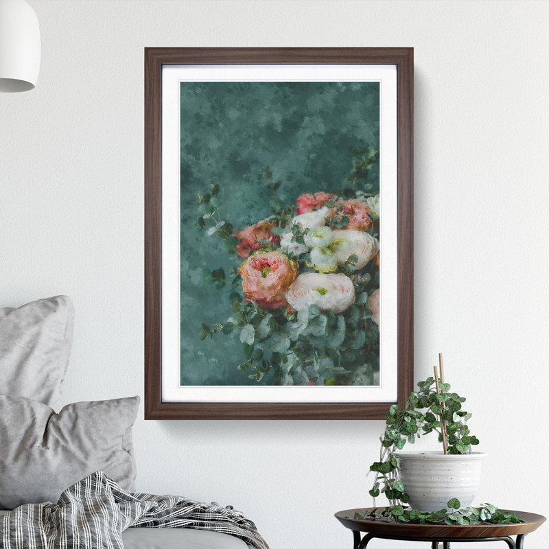 Bouquet of Flowers - Picture Frame Painting Print, 33cm H x 24cm W x 2cm D, Walnut Framed