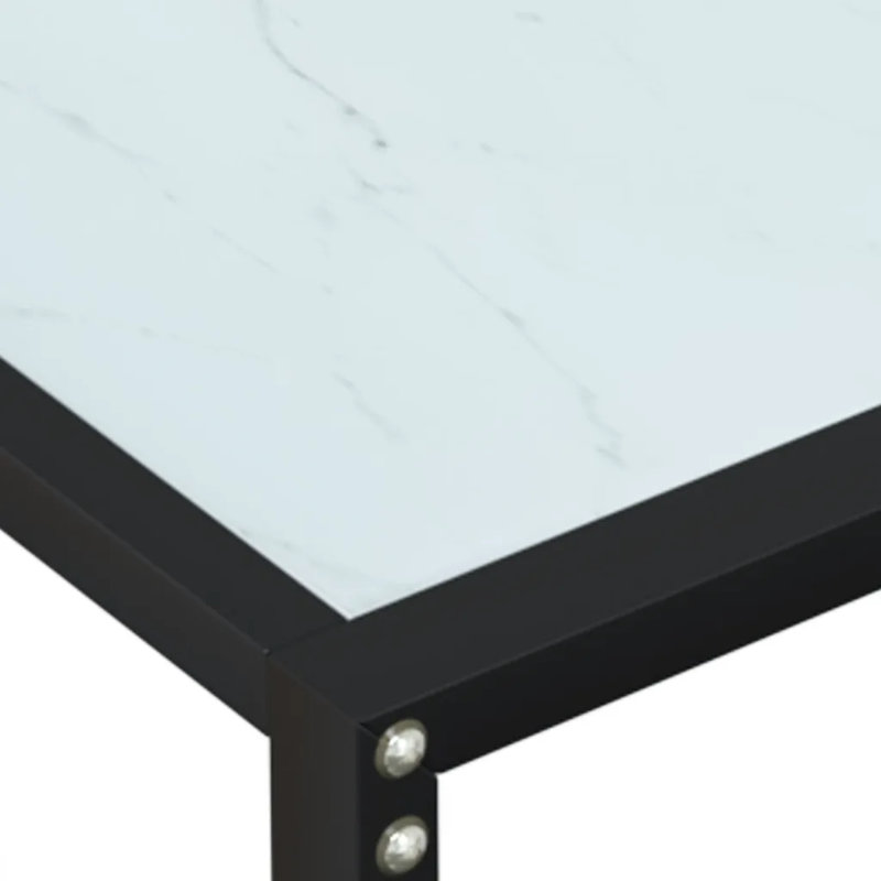 Hefling Glass Top Console Table, White Marble, 75.5 H x 180 W x 35 D cm