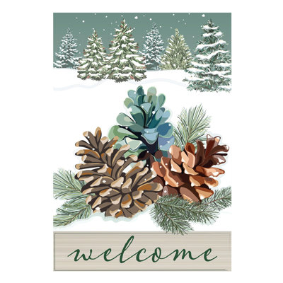 Drapeau de maison Winter Pinecones
