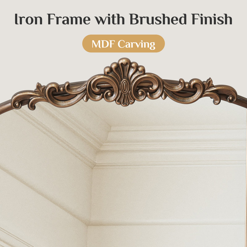  Kalie Arched Baroque Wall Accent Mirror, Antique Gold, 30" x 40"