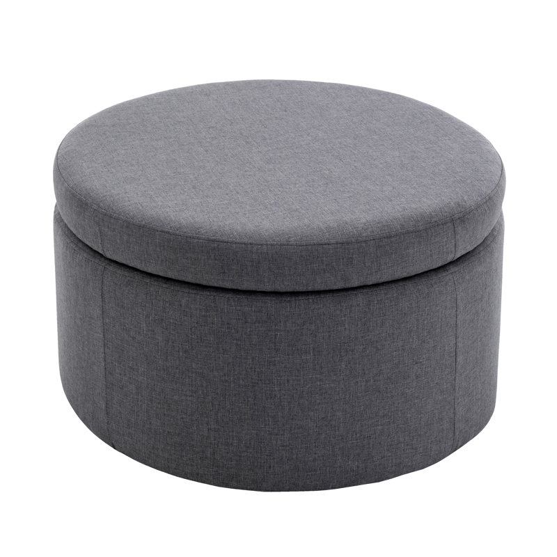 Repose-pieds rond en tissu Gennero, Gris foncé
